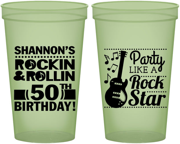 Custom Birthday 22 oz Glow In The Dark Cups - 50th Rock Star | 20173