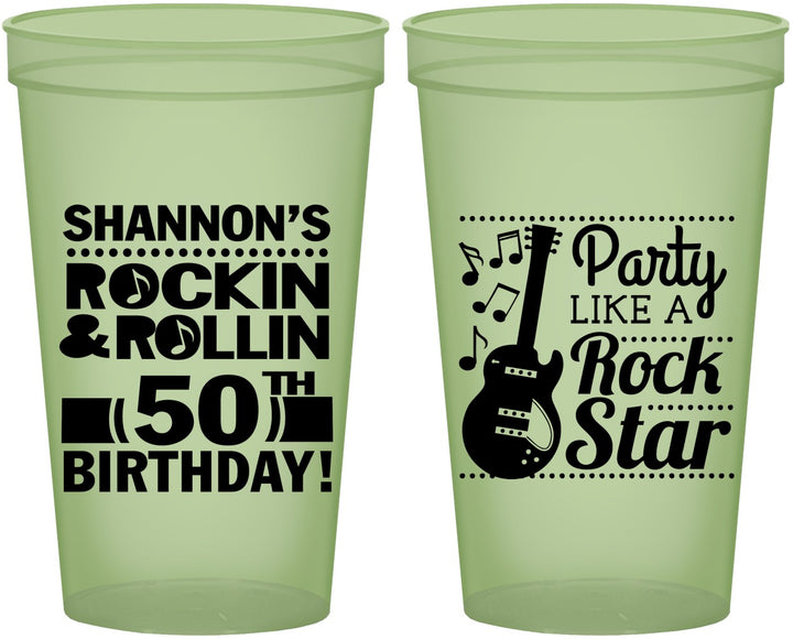 Custom Birthday 22 oz Glow In The Dark Cups - 50th Rock Star | 20173