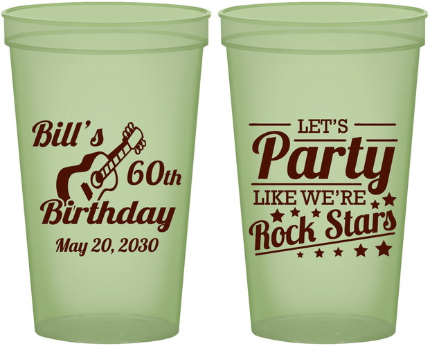 Custom Birthday 22 oz Glow In The Dark Cups - 60th Rock Star | 20174