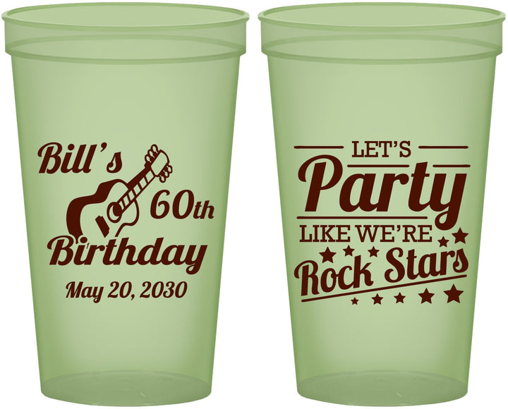 Custom Birthday 22 oz Glow In The Dark Cups - 60th Rock Star | 20174