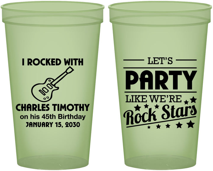 Custom Birthday 22 oz Glow In The Dark Cups - 45th Rock Star | 20176