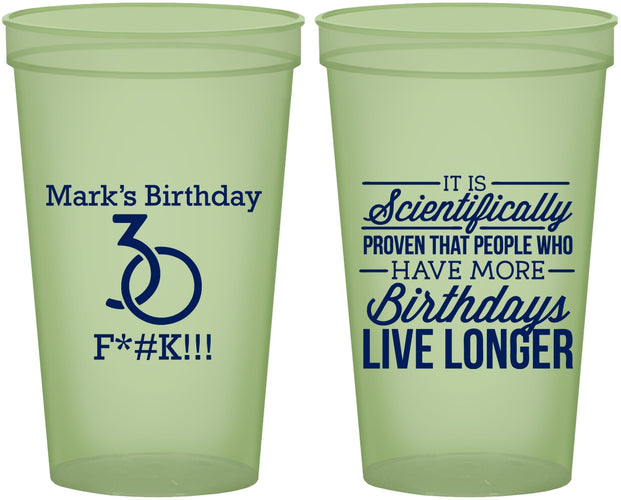 Custom Birthday 22 oz Glow In The Dark Cups - 30th | 20181