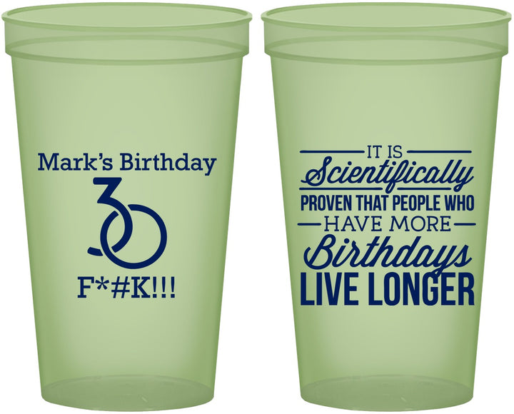 Custom Birthday 22 oz Glow In The Dark Cups - 30th | 20181