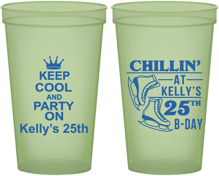 Custom Birthday 22 oz Glow In The Dark Cups - 25th Ice Scating | 20185