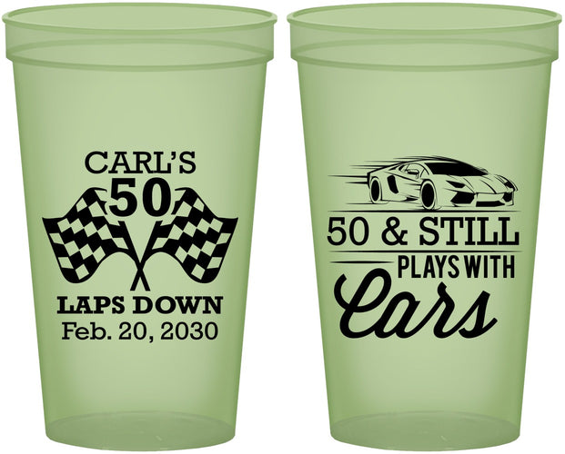 Custom Birthday 22 oz Glow In The Dark Cups - 50th Race Car | 20187