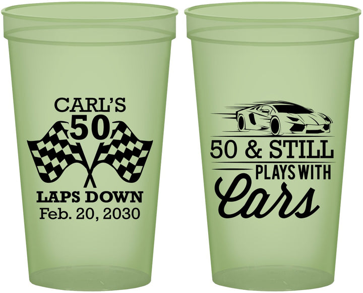Custom Birthday 22 oz Glow In The Dark Cups - 50th Race Car | 20187