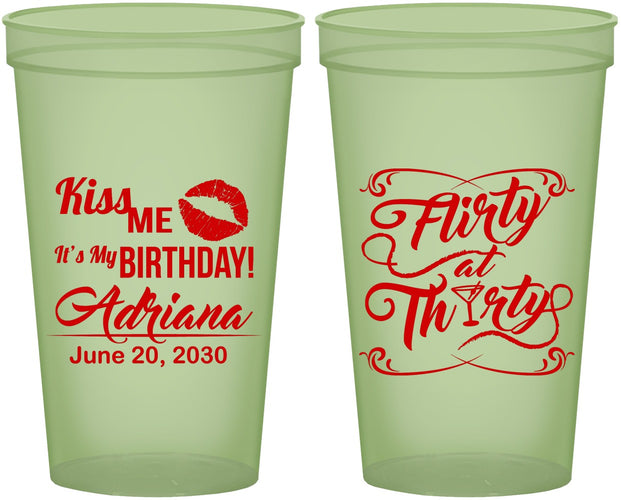 Custom Birthday 22 oz Glow In The Dark Cups - 30th Flirty At Thirty | 20190