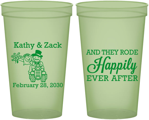 Custom Wedding 22 oz Glow In The Dark Cups - Happily Ever After Tractor | 202