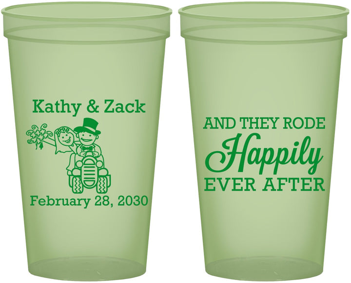 Custom Wedding 22 oz Glow In The Dark Cups - Happily Ever After Tractor | 202