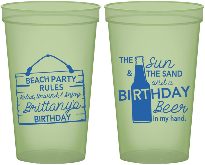 Custom Birthday 22 oz Glow In The Dark Cups - Beach | 20200