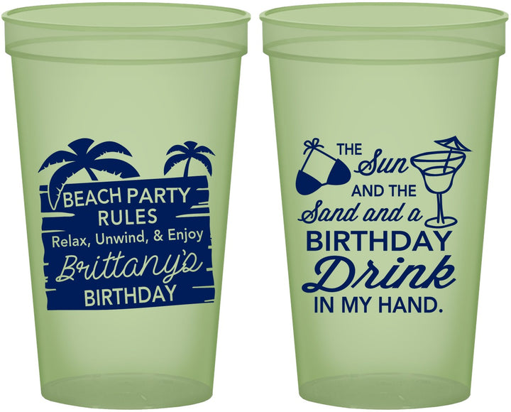 Custom Birthday 22 oz Glow In The Dark Cups - Beach | 20201