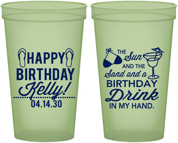 Custom Birthday 22 oz Glow In The Dark Cups - Sun Sand Drink Hand | 20202
