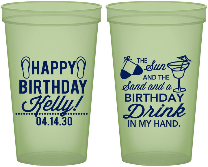 Custom Birthday 22 oz Glow In The Dark Cups - Sun Sand Drink Hand | 20202