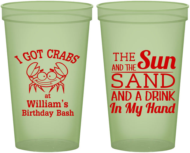 Custom Birthday 22 oz Glow In The Dark Cups - Sun Sand Drink Hand | 20205