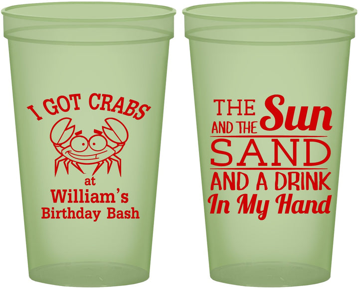 Custom Birthday 22 oz Glow In The Dark Cups - Sun Sand Drink Hand | 20205