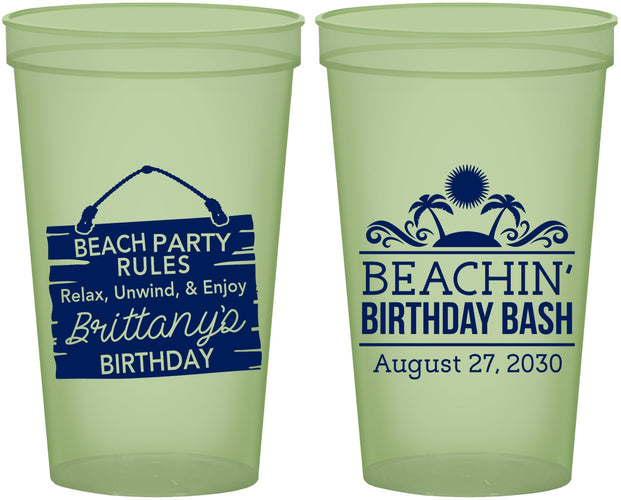 Custom Birthday 22 oz Glow In The Dark Cups - Beach | 20211