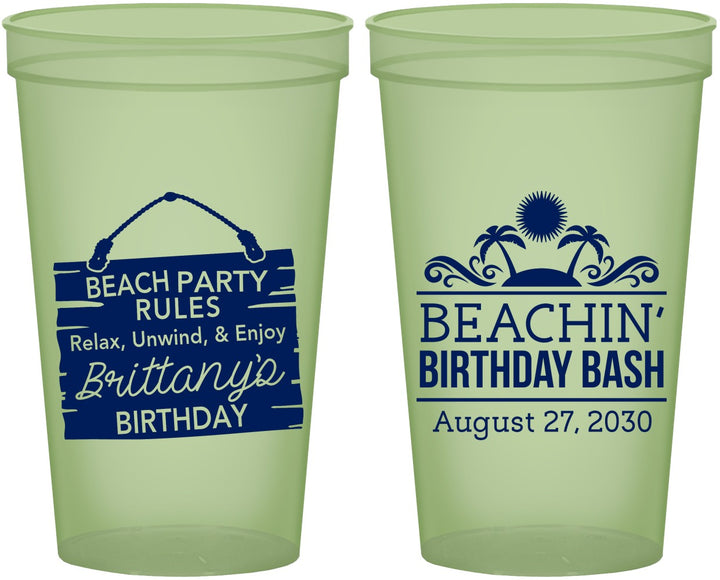Custom Birthday 22 oz Glow In The Dark Cups - Beach | 20211