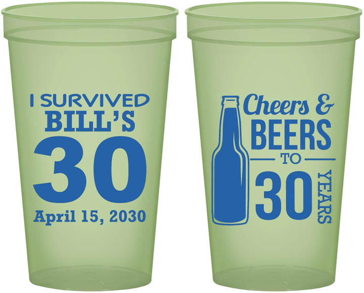 Custom Birthday 22 oz Glow In The Dark Cups - Cheers Beers To 30 Years | 20214