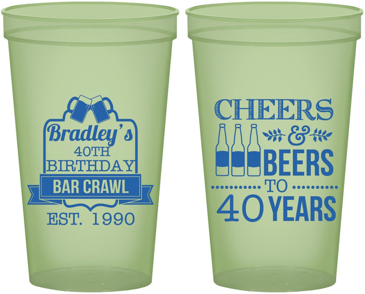 Custom Birthday 22 oz Glow In The Dark Cups - Cheers Beers To 40 Years | 20216