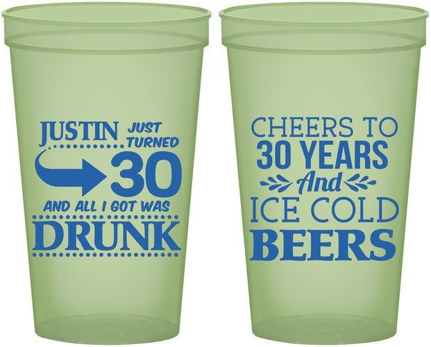 Custom Birthday 22 oz Glow In The Dark Cups - Cheers To 30 Years | 20219