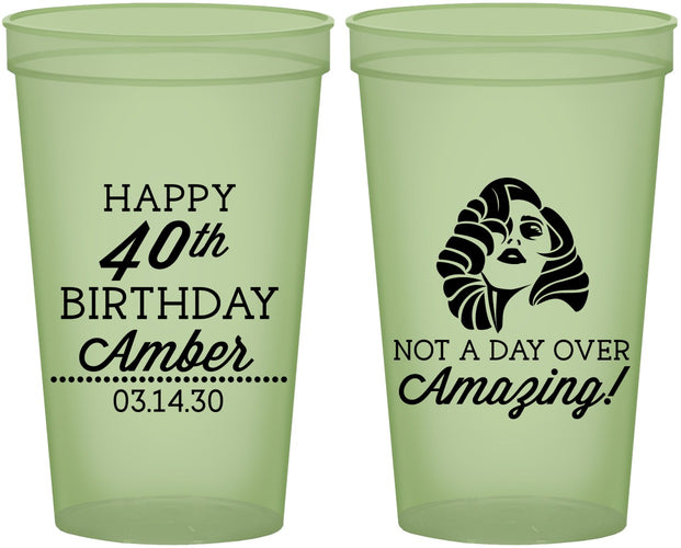 Custom Birthday 22 oz Glow In The Dark Cups - 40th | 20222