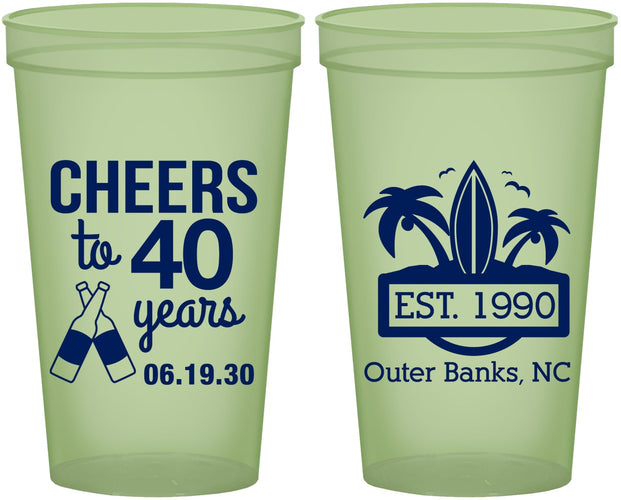 Custom Birthday 22 oz Glow In The Dark Cups - 40th Beach | 20226