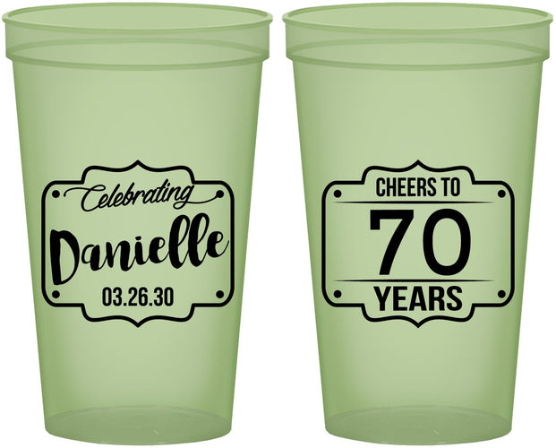 Custom Birthday 22 oz Glow In The Dark Cups - Cheers To 70 Years | 20227