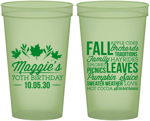 Custom Birthday 22 oz Glow In The Dark Cups - 70th Fall | 20228