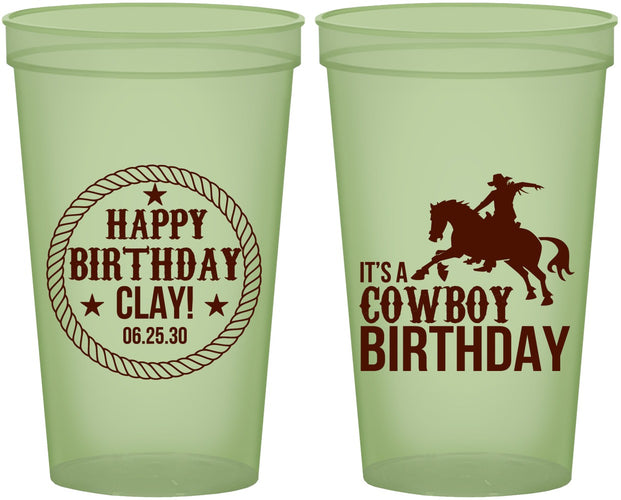 Custom Birthday 22 oz Glow In The Dark Cups - Cowboy | 20229