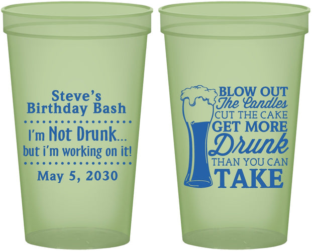 Custom Birthday 22 oz Glow In The Dark Cups - Beer Drunk | 20230