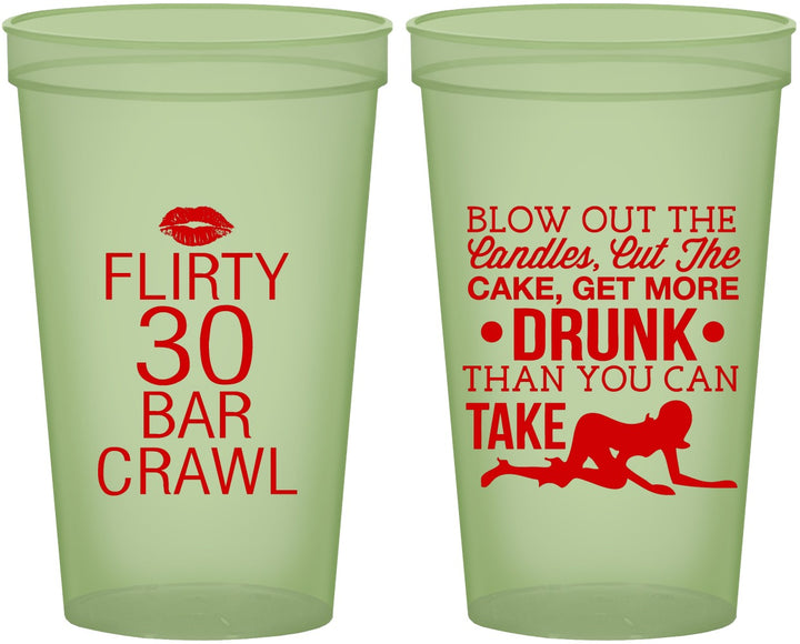 Custom Birthday 22 oz Glow In The Dark Cups - 30th Bar Crawl | 20233