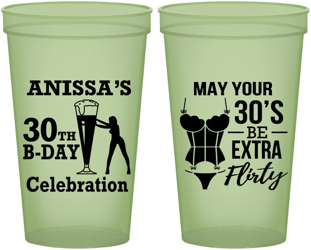 Custom Birthday 22 oz Glow In The Dark Cups - 30th Flirty At Thirty | 20236