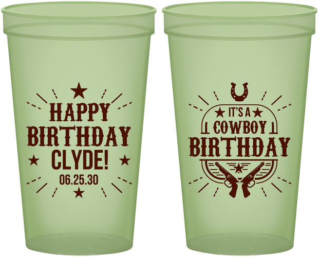 Custom Birthday 22 oz Glow In The Dark Cups - Cowboy | 20244