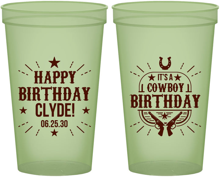 Custom Birthday 22 oz Glow In The Dark Cups - Cowboy | 20244