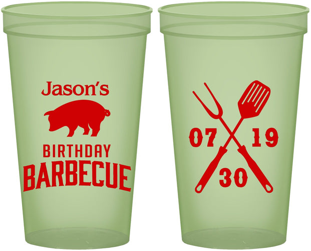 Custom Birthday 22 oz Glow In The Dark Cups - Barbeque Bbq | 20253