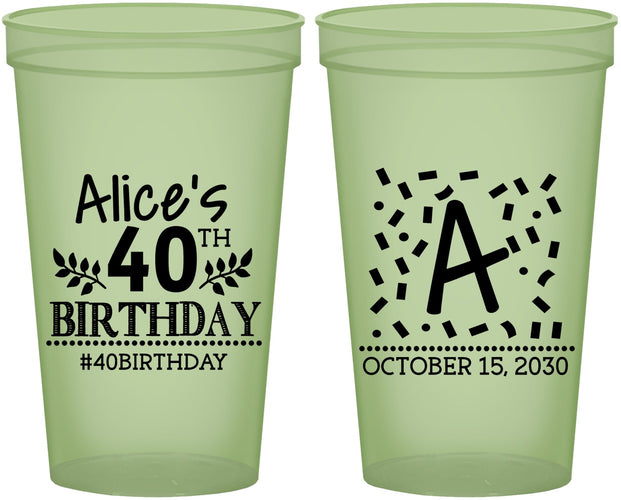 Custom Birthday 22 oz Glow In The Dark Cups - 40th | 20258