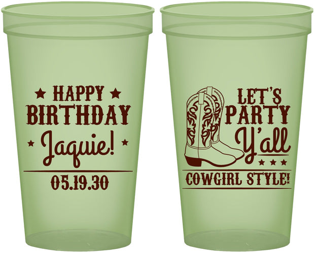 Custom Birthday 22 oz Glow In The Dark Cups - Cowgirl | 20260