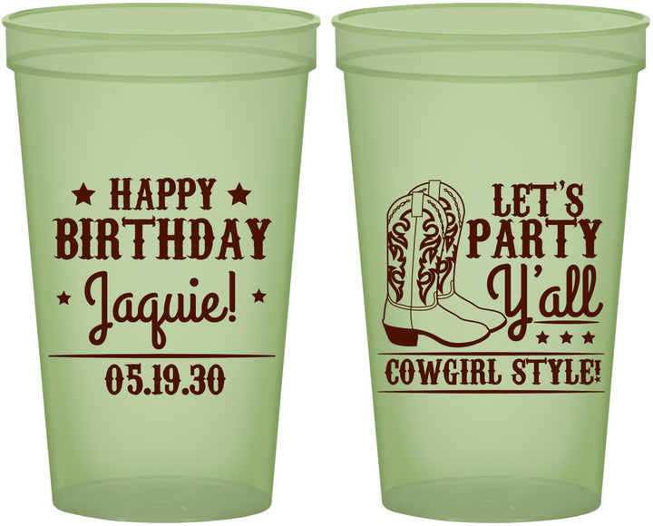 Custom Birthday 22 oz Glow In The Dark Cups - Cowgirl | 20260
