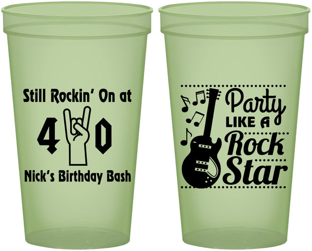 Custom Birthday 22 oz Glow In The Dark Cups - 40th Rock Star | 20266