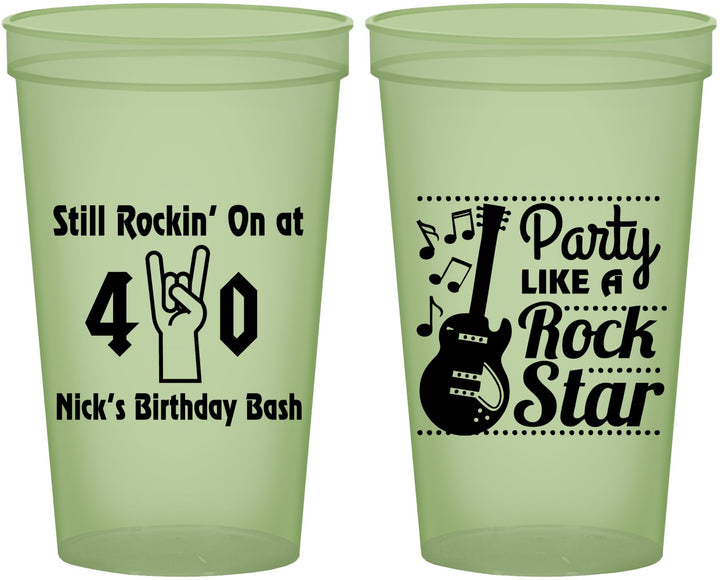 Custom Birthday 22 oz Glow In The Dark Cups - 40th Rock Star | 20266