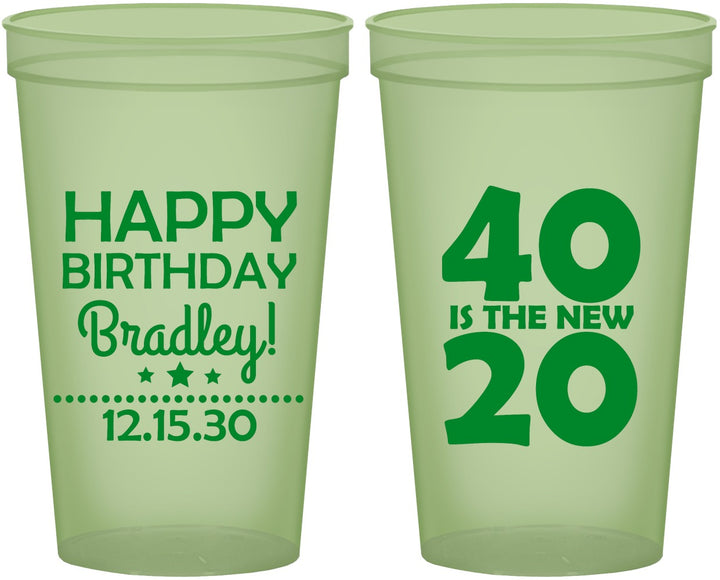 Custom Birthday 22 oz Glow In The Dark Cups - 40 Is The New 20 | 20269