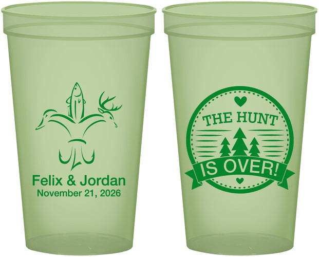Custom Wedding 22 oz Glow In The Dark Cups - The Hunt Is Over | 203