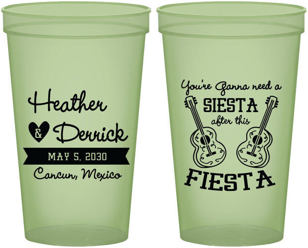 Custom Wedding 22 oz Glow In The Dark Cups - Siesta Fiesta Mexico | 207