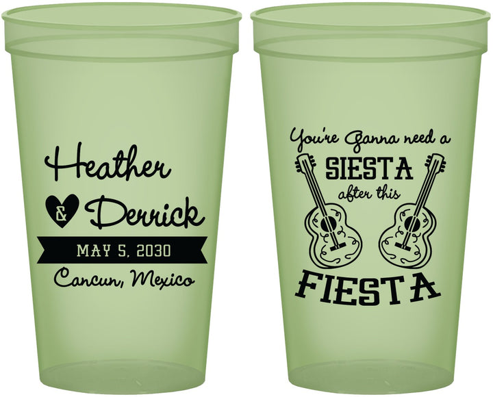 Custom Wedding 22 oz Glow In The Dark Cups - Siesta Fiesta Mexico | 207