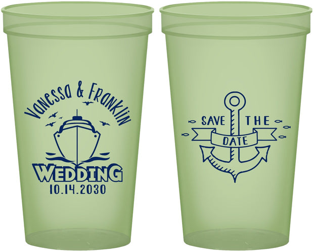 Custom Wedding 22 oz Glow In The Dark Cups - Save The Date Cruise | 209