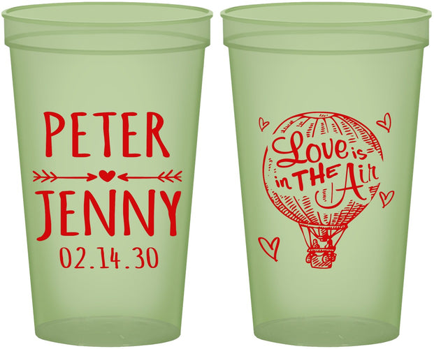 Custom Wedding 22 oz Glow In The Dark Cups - Love In Air Hot Air Balloon | 210