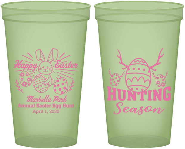 Custom Easter 22 oz Glow In The Dark Cups - Bunny Egg Hunt | 210003