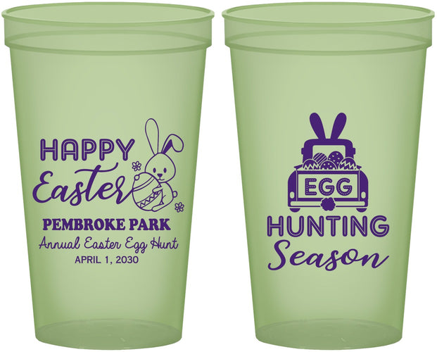 Custom Easter 22 oz Glow In The Dark Cups - Egg Hunting Bunny | 210004