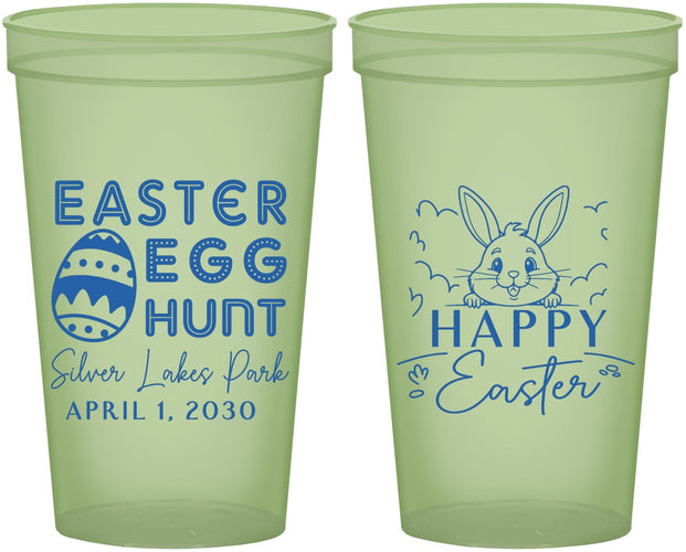 Custom Easter 22 oz Glow In The Dark Cups - Egg Hunt Bunny | 210005