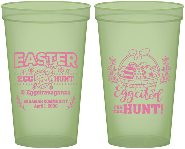Custom Easter 22 oz Glow In The Dark Cups - Eggcited For Hunt Bunny | 210006